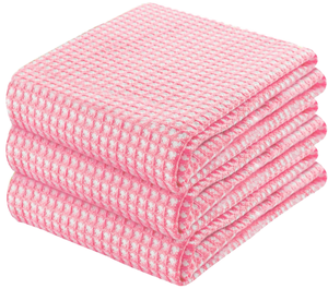 Paños de Cocina de Algodón a Cuadros Rosas, Cuadrados, Tejidos, de Secado Rápido, Lavables a Máquina - Product Image 1