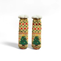 Benutzerdefinierte Logo-Crew-Socken mit Rutschfester Fleece-Fütterung und Nordischen Schneeflocken-Motiven für Damen zur Täglichen Nutzung