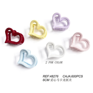 Fermagli per capelli a forma di cuore da 6 cm, colorati stile macaron, per donne e ragazze - Product Image 2