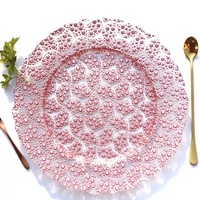 Nouvelle conception de plat de service pour événements, sous-plat en verre rond et plat, vaisselle pour la décoration de table de mariage, assiette de présentation dorée en verre