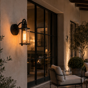 Industrial Farmhouse Exterior Wall Lamp Cylinder Glass Lantern Wall <b>Sconce</b> For Courtyard Entryway Facade <b>Lighting</b> - Product Image 3