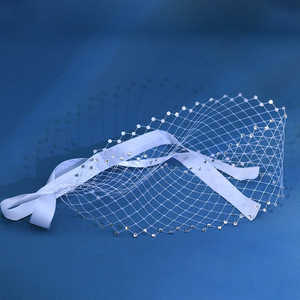Chapeau ROMANTIQUE Vintage pour <span class=keywords><strong>Mariage</strong></span>, Coiffe de Mariée, Bandeau en Strass, <span class=keywords><strong>Voile</strong></span> Cage à Oiseaux - Product Image 3