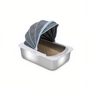 Bac à litière pour chat en acier inoxydable 100 L rectangulaire, facile à nettoyer, pour grands chats - Product Image 1