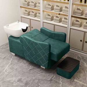 New model hair salon-specific semi-reclining water-filling hair washing <b>bed</b> for factory direct sale featuring foot pedal - Product Image 4