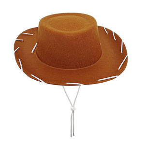 <span class=keywords><strong>Sombrero</strong></span> de vaquero de ala ancha de estilo occidental para niños marrón con corbata de cuerda-<span class=keywords><strong>Sombrero</strong></span> de vaquero de ala ancha para exteriores - Product Image 5