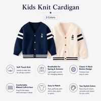 Kinder Frühling Herbst V-Ausschnitt Strickjacke 68% Baumwollmischung Bestickt Schulstil Gestreifter Lässiger Pullover Mantel für Jungen Mädchen