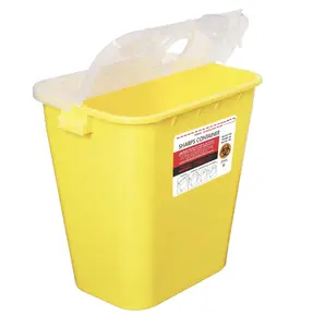 hospital biohazard waste recycle 8 gallon yellow color large volume disposable sharps container with trolley