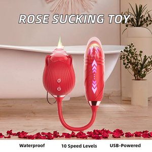Hot Selling USB Powered Frau G-Punkt Stimulator Teleskop Klitoris Vibrator Dildo Rose Saugen Vibrator Sexspielzeug - Product Image 2