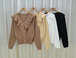<span class=keywords><strong>Cardigan</strong></span> in maglia con volant, scollo a V, <span class=keywords><strong>slim</strong></span> fit, in lana, a maniche lunghe, da donna - Product Image 5