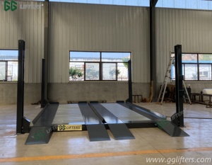 4-pos pengangkat mobil vertikal 2 tingkat pengangkat ganda mekanis tumpuk parkir konstruksi baja pengangkat mobil silinder hidrolik - Product Image 5