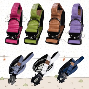 Logotipo personalizado Collar para mascotas suministros al por mayor táctico impermeable PU cuero vegano collar de perro grande y correa con asa - Product Image 5