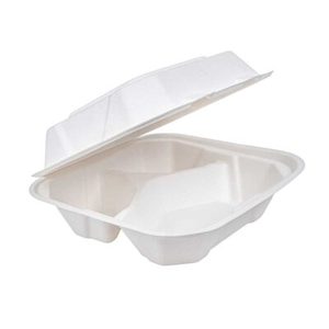Best Quality 9 x 9 Inch Bagasse 3 <b>Compartment</b> Clamshell Food Container | Eco-Friendly Disposable Takeaway <b>Lunch</b> <b>Box</b> | Wholesale - Product Image 2