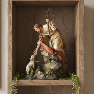 Figura Decorativa Navideña de Resina, Hecha a Mano, Realista, Pintada a Mano, Religiosa, Católica, de Jesucristo y Ángel - Product Image 3