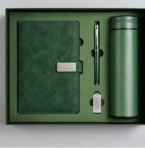 Pu Leather Notebook Sets Bottle Customizable Luxury <b>A5</b> <b>Diary</b> Note Book Gift Box With Pen and Usb - Product Image 1