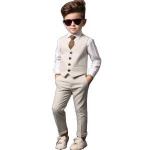 Vêtements personnalisés 2025 printemps automne mode Gentleman enfants vêtements nouveau costume blanc garçon gilet costume <span class=keywords><strong>grossiste</strong></span> - Product Image 1