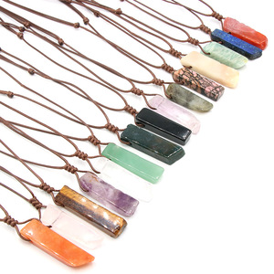Pietra curativa ciondolo spirituale pietra preziosa quarzo rosa ametista <span class=keywords><strong>amazzonite</strong></span> pietra naturale barra irregolare <span class=keywords><strong>collana</strong></span> di pietra di cristallo - Product Image 2
