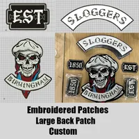 Patchs thermocollants personnalisés en polyester écologique avec grand logo brodé au dos, pour vêtements, design DIY pour équipes et clubs