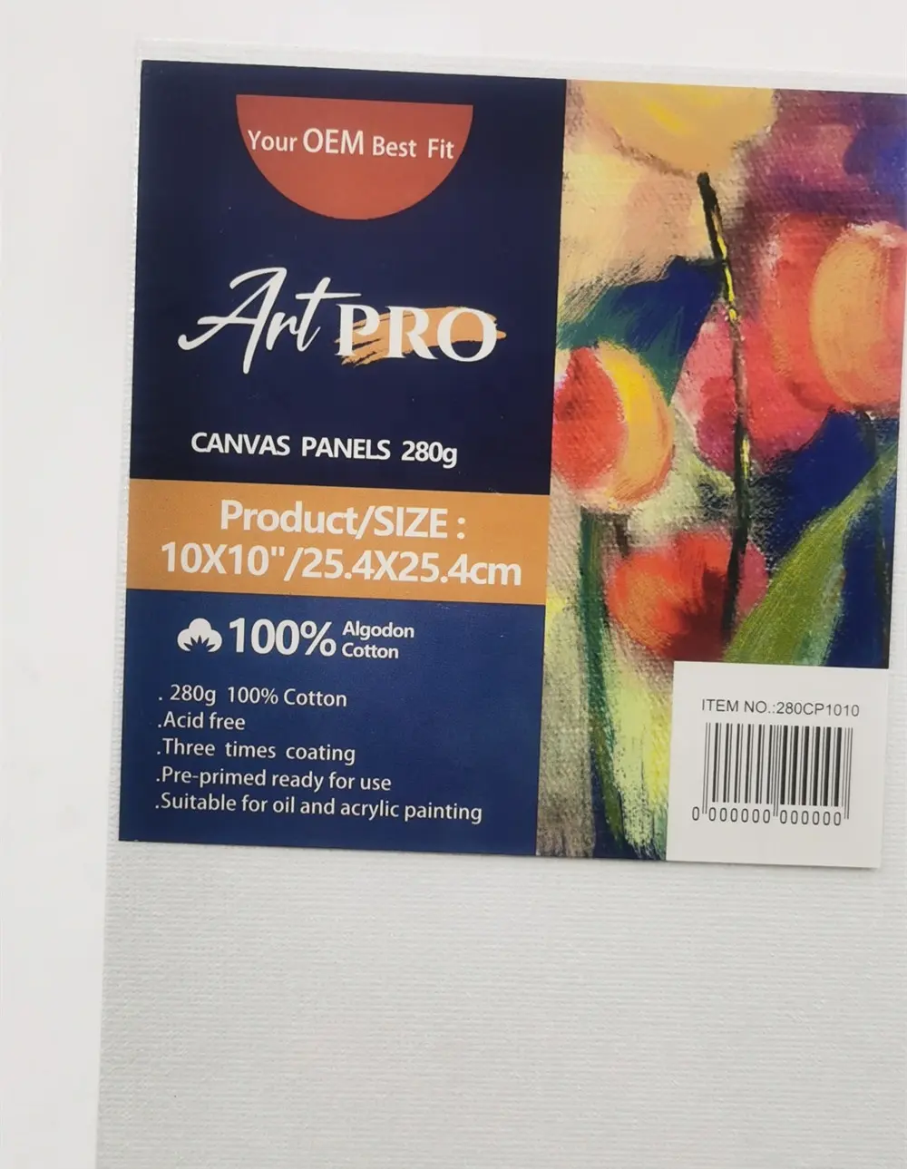 280g /380g boş tuval sanat % 100% pamuk boyama tuval paneli özelleştirilmiş boyutu