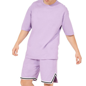 Customized Casual 100% Cotton Two Piece <b>Men</b> T Shirt <b>Shorts</b> Set Summer Outfit <b>Slim</b> <b>Fit</b> Breathable Comfortable Plain <b>Men</b> Twin Set - Product Image 1