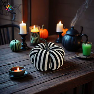 Decoración de Calabaza con Patrón de Rayas Blancas y Negras para el Día de Acción de Gracias, Otoño, Festival de la Cosecha, Halloween, de Susangifts Factory - Product Image 4