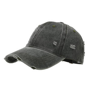 Casquette de baseball décontractée en coton à bord déchiré, couleur unie, style vintage, pour homme, vente en gros - Product Image 5