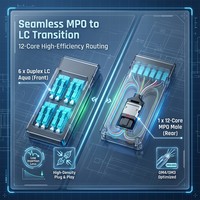 HEADWAY MX7 12 cœurs MPO vers LC Duplex OM4/OM3 Multimode 1x MPO Mâle vers 6x LC Panneau de brassage fibre optique