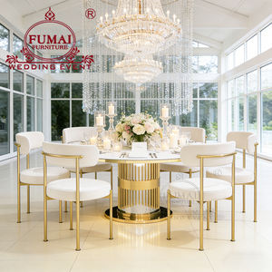 Modern Stainless Steel & MDF <b>Round</b> Black Banquet Dining <b>Table</b> Set for Hotel and <b>Outdoor</b> Use - Product Image 2