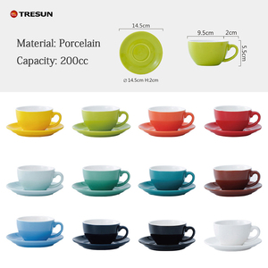 Tazza da caffè in ceramica blu rosso giallo verde per <span class=keywords><strong>Au</strong></span> <span class=keywords><strong>Lait</strong></span> 6.5 oz tazze da Cappuccino in porcellana 200 CCl con piattini per <span class=keywords><strong>Latte</strong></span> <span class=keywords><strong>Cafe</strong></span> moka - Product Image 2
