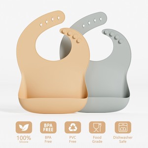 Bavoir bébé en silicone imperméable avec tour de cou réglable, tablier repas pour tout-petits et enfants, design 072, logo personnalisé, vente en gros - Product Image 3