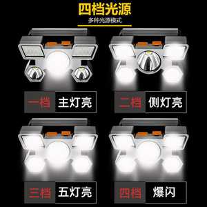 ไฟฉายคาดศีรษะ 5 ดวง LED แบบชาร์จไฟได้ สำหรับกิจกรรมกลางแจ้ง เดินป่า ตกปลา เหมืองแร่ - Product Image 2