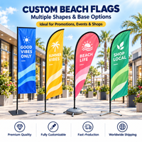 Drapeau de plage personnalisé avec logo, en fibre de carbone, levage automatique, résistant au vent (35 mph), anti-plis, séchage rapide, écologique, portable