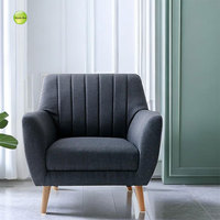Canapé en tissu gris moderne au design unique, avec lèvre incurvée, facile à assembler (KD), fauteuil simple pour salon/appartement/bureau
