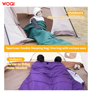 WOQI Nouveau 3-en-1 Adulte <span class=keywords><strong>Double</strong></span> <span class=keywords><strong>Sac</strong></span> <span class=keywords><strong>de</strong></span> <span class=keywords><strong>Couchage</strong></span> <span class=keywords><strong>Grand</strong></span> Bloc <span class=keywords><strong>de</strong></span> Couleur <span class=keywords><strong>Sac</strong></span> <span class=keywords><strong>de</strong></span> <span class=keywords><strong>Couchage</strong></span> avec 2 Oreillers Convient pour Camping <span class=keywords><strong>Sac</strong></span> à Dos - Product Image 4