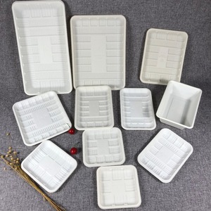 Round Dumpling Trays Pack Packaging Display Storage Disposable Cornstarch Food Tray