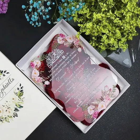 Custom Acrylic Wedding Invitation Card With Box Luxury Elegant Wedding Supplies Multiple Styles Greeting Wedding Invitation