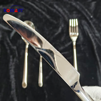 Ensemble de couverts en acier inoxydable 304 plaqué or PVD, 24 pièces, finition miroir, pour hôtel, restaurant, banquet