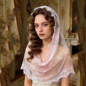 Voile rétro artistique appliqué en dentelle rouge et noire, coiffe de mariée blanche pour maquillage et photographie, style super féerique forêt - Product Image 2