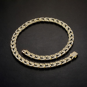 Collana a catena cubana Bling Spiked Thorn 10mm in ottone con zirconi, gioielli Hip Hop, catena pesante da uomo, fornitura all'ingrosso - Product Image 1
