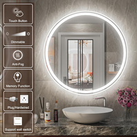 Miroir de courtoisie réglable à lumière du jour à LED 6000K avec feux avant et arrière à commande tactile anti-buée pour anniversaire