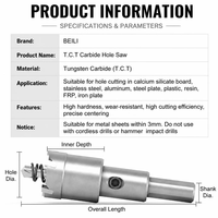 Foret à noyau en carbure TCT BEILI, scie cloche 13-200 mm pour acier inoxydable, tôle métallique et plaque de fer, usage intensif