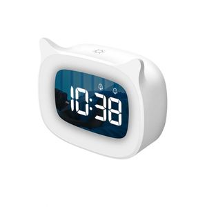 F-8817 Cartoon Cat <b>LED</b> Alarm <b>Clock</b> Music Night Light Silent Electronic for Student Desk Kid Bedroom Home Office Living Room Gift - Product Image 1