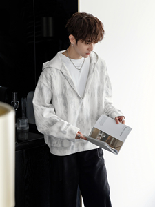 Felpa da Bad Boy stile americano con cappuccio profondo V colore sbiadito due in uno-Look Premium Versatile da uomo - Product Image 5