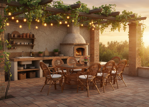 Juego de Comedor JAVA, Diseño Tradicional Indonesio, Estructura de Ratán/Mimbre, Mesa de Comedor Larga para Uso en Villas, Hogares y Hoteles, Hecho en Indonesia - Product Image 4