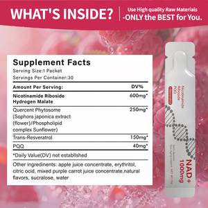 Boisson Complément Végétal OEM 1000mg NAD+ Liquide Nicotinamide Riboside PQQ Resvératrol pour l'Énergie, Antioxydant et Soutien Immunitaire - Product Image 4