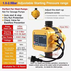 Contrôleur de pompe de surpression intelligent JNN DPDT <span class=keywords><strong>en</strong></span> plastique 110V/220V IP65 avec connexion G1 10 bars et câble - Product Image 2