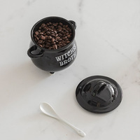 Vente en gros de pots de rangement en céramique en forme de pot de sorcière pot à biscuits et à bonbons au micro-ondes pour le stockage des épices de retour à l'école