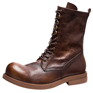 Botas Romanas de Cuero Marrón para Hombre, con Cierre Lateral, Nuevo Producto, Forro de Cuero Genuino, Altura al Tobillo, Cierre con Cordones, Tipo Otoño, EVA - Product Image 1