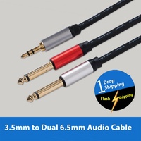 Desain baru kabel Audio XLR 3.5mm ke ganda 6.35mm, kabel adaptor Splitter Aux Stereo untuk Keyboard elektronik, Mikrofon
