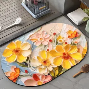 Il tappetino da bagno in gomma stampato su misura assorbe rapidamente il tappetino da bagno in Diatomite a fiore 3D antiscivolo