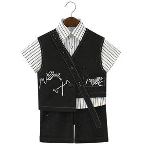 Vêtements coréens en gros pour enfants, collection été 2026 : Robe de cérémonie rétro à fleurs étoilées pour bébé d'un an et costumes formels 3 pièces pour garçons - Product Image 5